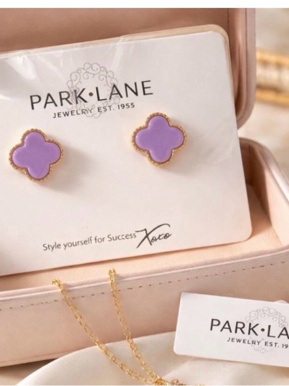 Park Lane Lana Lavender Clover Quatrefoil Stud Earrings